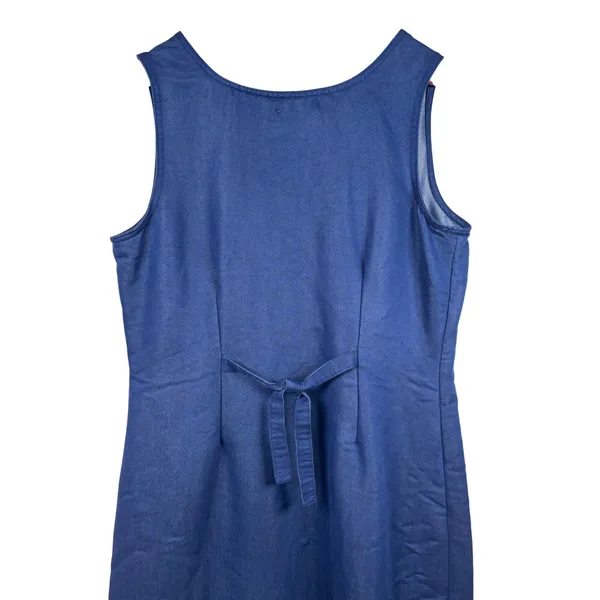Vintage Cherokee Dress XL Blue Sleeveless Button Front Tie Back Maxi Denim Look - Image 3