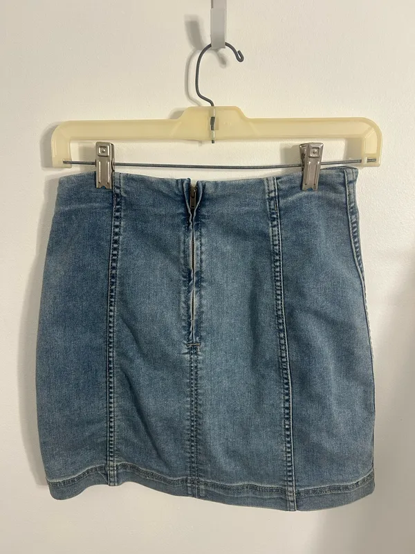 Free People Denim Mini Skirt Modern Femme Blue - Image 6