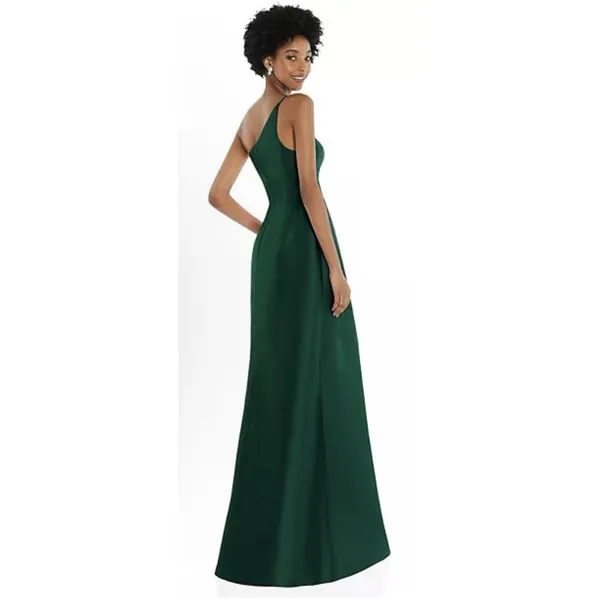 Alfred Sung Satin Twill One Shoulder A-line Pocket Gown Dress D831 Size 10 R - Image 2