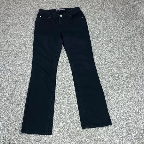 Zara Jeans‎ Womens 8 Black Beaded Back Pocket Straight Leg Low Rise Stretch - Image 2