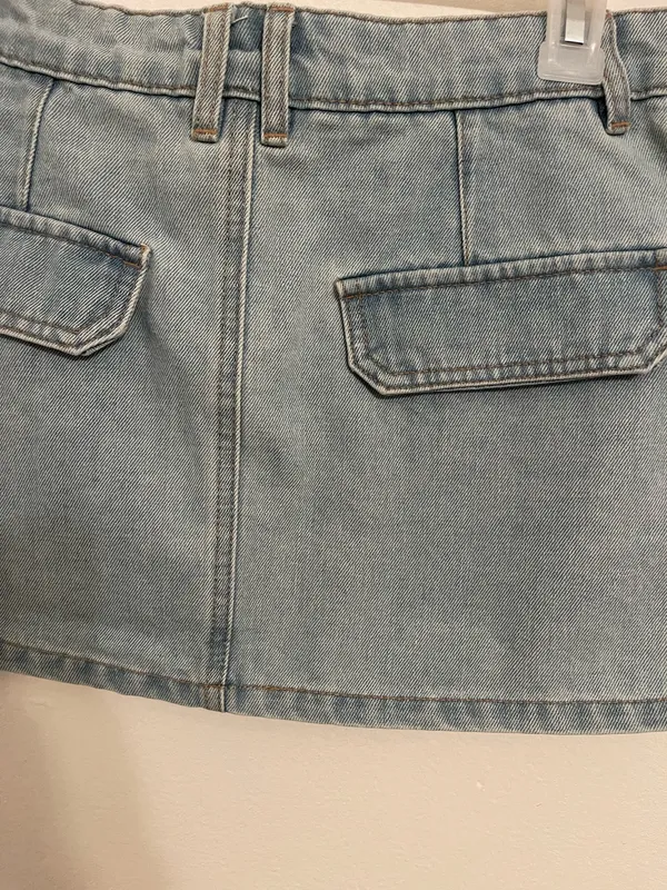 Rewash Light Blue Mini Skirt with Utility Pockets  - Image 6