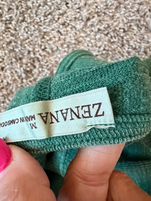 NIB Zenana textured overall mini dress with adjustable straps size medium sage - Image 8