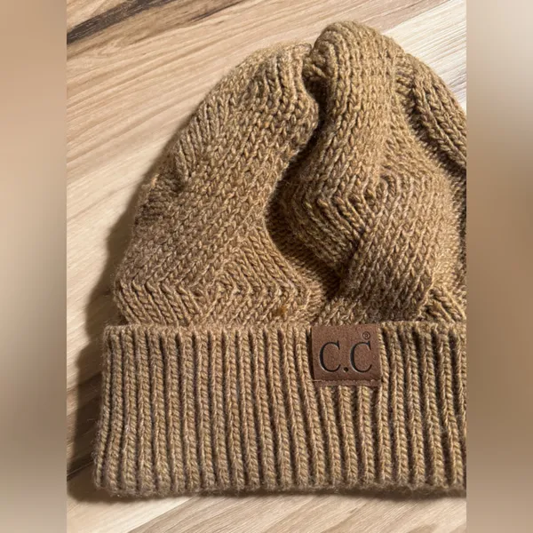 C.C Tan Knit Beanie Brown - Image 2