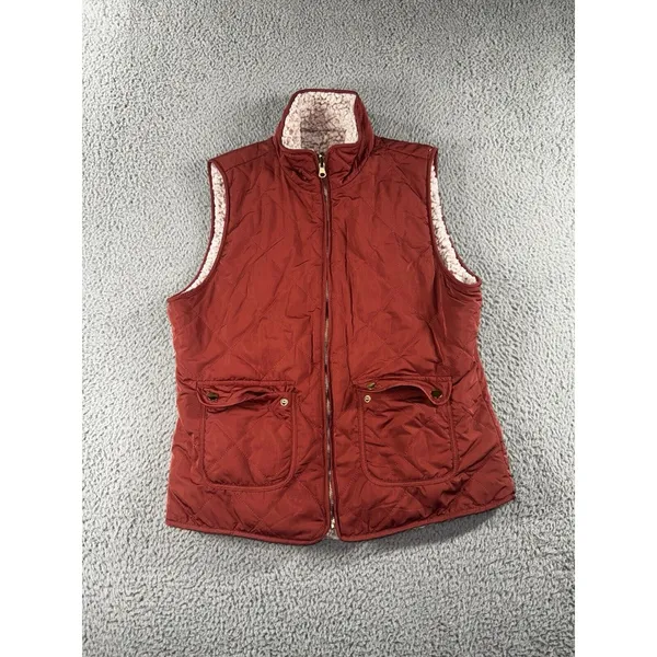 Love‎ Tree Vest Women Reversible Quilted Fleece Sherpa Full Zip - Image 3