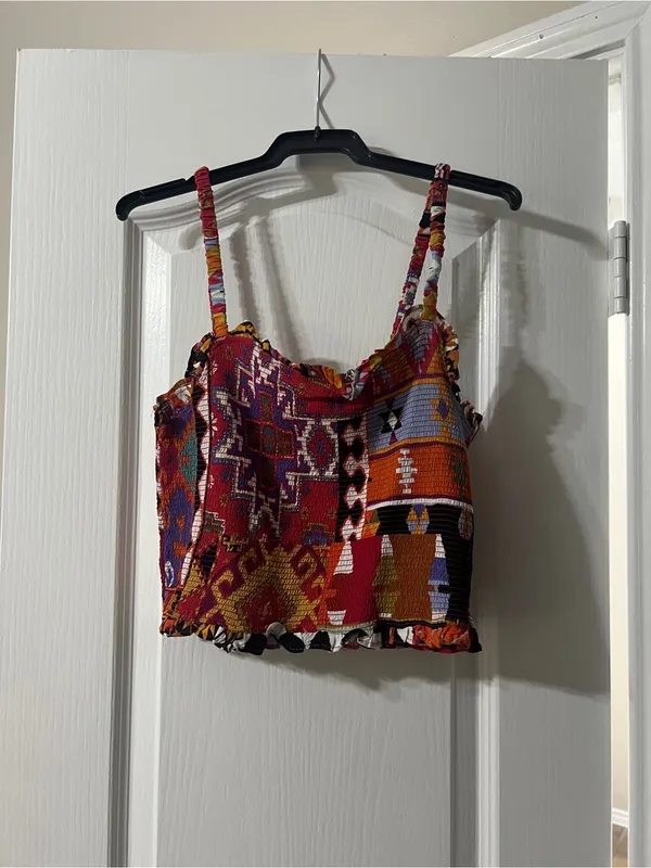Vibrant Multicolor Boho Print Harem Pants Red Size L - Image 4