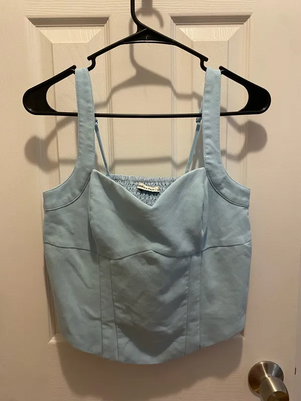 Abercrombie Light Blue Crop Corset Top - Image 2
