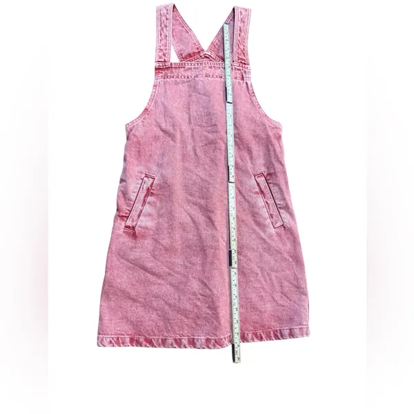 Mango Pocket Denim Pinafore Dress Faded Red/Pink Sz 2 Soft Girl Vibes Y2K‎ Era - Image 12