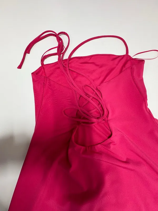 Garage Red Sleeveless Back Lace-Up Dress = Size‎ S. - Image 12