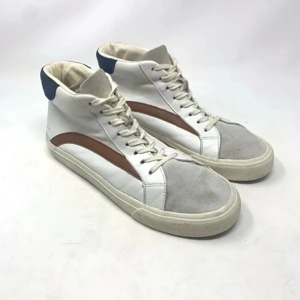 MADEWELL Sidewalk High-Top Sneakers Colorblock Leather White Brown Size‎ US 9 - Image 6