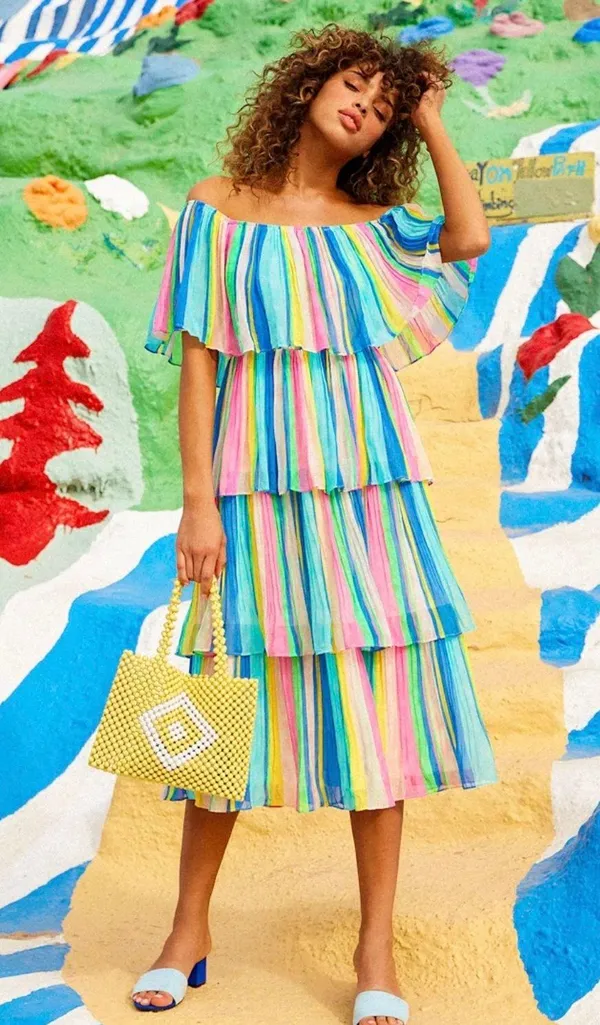 . Lulu's Multicolor Off-Shoulder Tiered Dress - Image 2