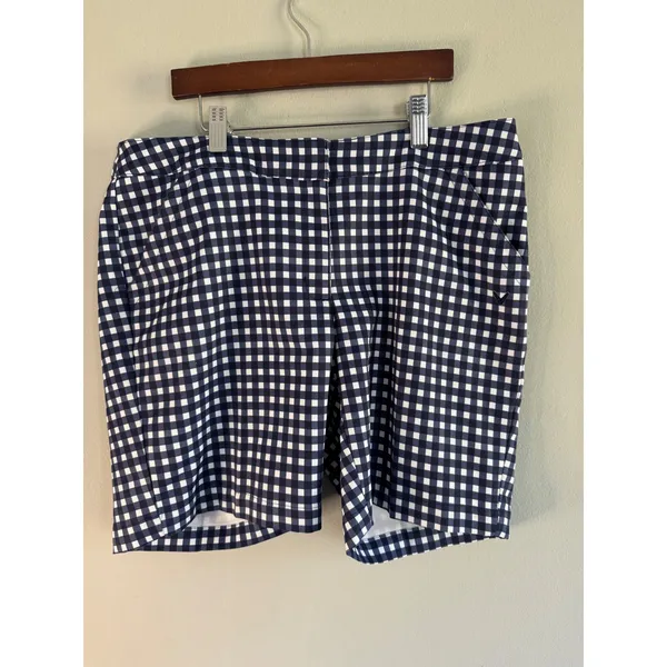 Callaway Opti-Dri Women Navy Blue Gingham Golf Shorts Size 6 ST2587 - Image 2