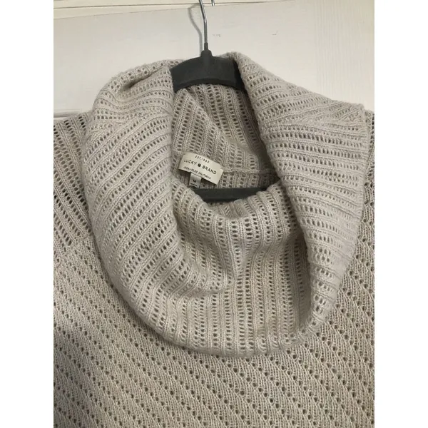 Lucky Brand‎ Cowl Neck Knit Sweater Button Sides Women's Size Medium - Image 2