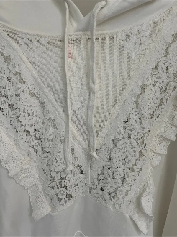 Free People Movement Studio Tunic Lace Trim Hooded Sweatshirt - Image 8
