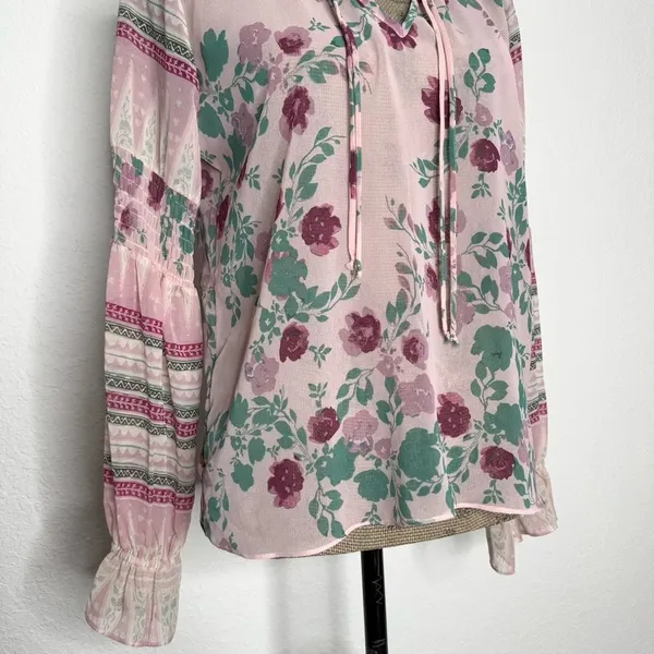 REVOLVE Misa Los Angeles Revolve Pink Green Floral Bohemian Blouse XS - Image 6