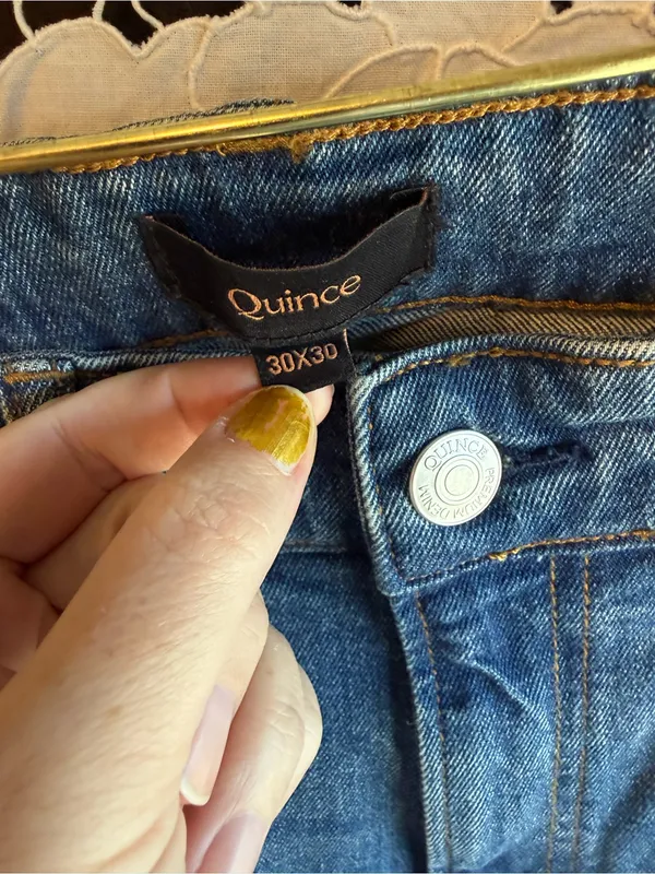 Quince Organic Cotton Slim Straight Jeans 30x30 Mid Rise Stretch Blue - Image 2
