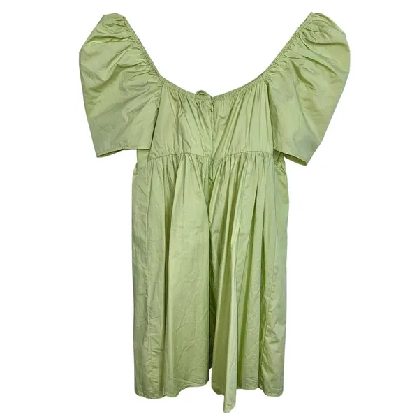 Abercrombie & Fitch Green Short Sleeve Puff Sleeve Babydoll Mini Dress Womens S - Image 2