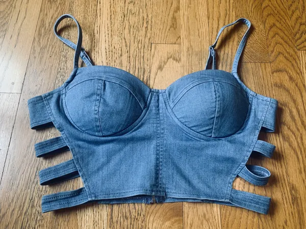Haute Monde Boutique Cut Out Denim Bustier Size M - Image 4