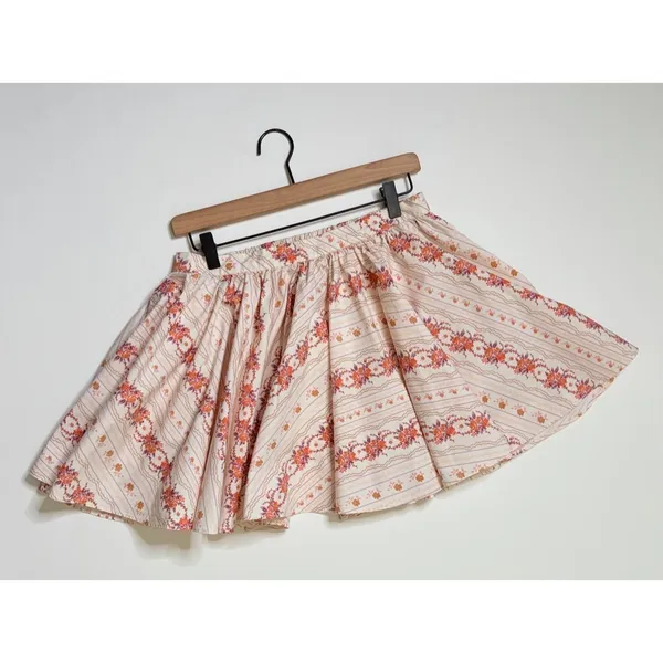 FREE PEOPLE Gaia Floral Printed Skirt Mini Ivory Combo Pockets Poplin Small‎ - Image 3