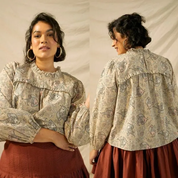 Anthropologie Let Me Be Maple Ruffled Blouse Romantic Fish Size 4 NWOT $138 - Image 8