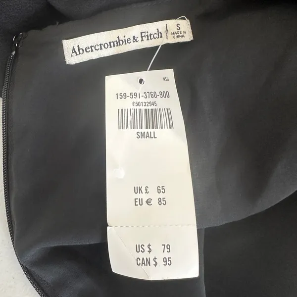 New Abercrombie Fitch Black Long Sleeve Tie Neck Mini Dress‎ Small Boho Party - Image 8