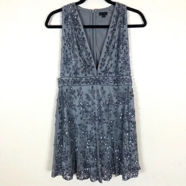 NBD X‎ Revolve Irena Dress Bead and Sequin Embellishments Gray Sz M - Image 8