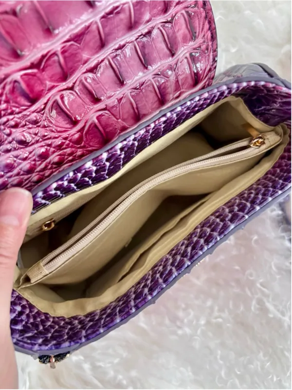 Women's Unbranded Purple Pink Faux Croc Embossed Crossbody Clutch Bag One Size - Image 3