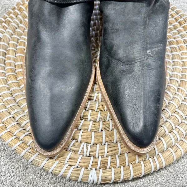 Free People Back Loop Ankle Cowboy Boots Pointed Toe Washed Black Western 40 - Image 4
