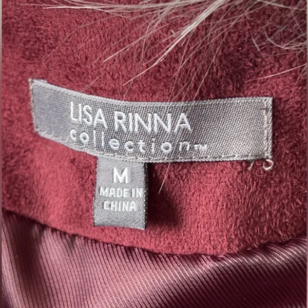Lisa Rinna Collection Faux Fur Ombré Vest Size Medium. Silver/ maroon - Image 12