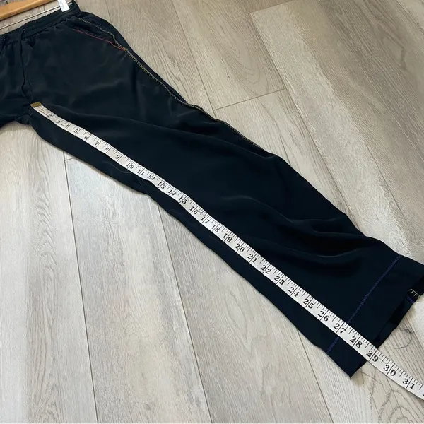 rag & bone Pants lina silk embroidered stitch straight leg womens Black (xsmall) - Image 3