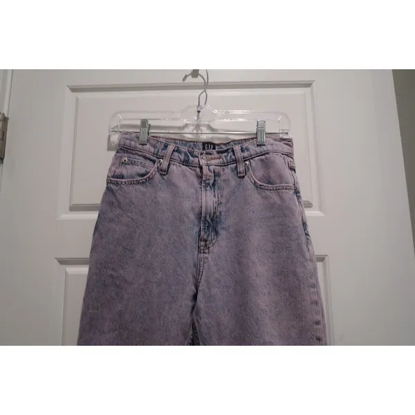 Gap Mom Jeans‎ New Purple Acid Wash High Rise Cropped 2/26 Grunge Casual Denim - Image 7