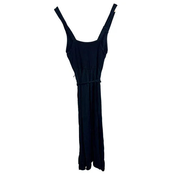 Abercrombie & Fitch Black Button Tie Waist Sleeveless Midi Dress Womens Size M - Image 2