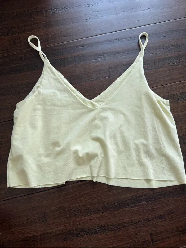 Forever 21 Butter Yellow V-Neck Spaghetti Strap Suede Women's Tank Top - Image 4