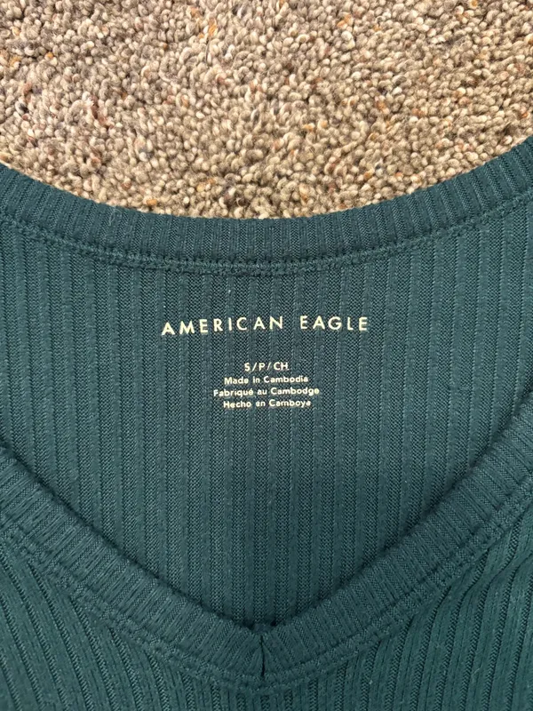 American Eagle Dark Green Ribbed Sweater Top - Image 2