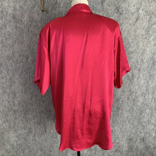 Vintage Victorias Secret Womens‎ Medium Night Shirt Pink Gold Label Faux Pearl - Image 3