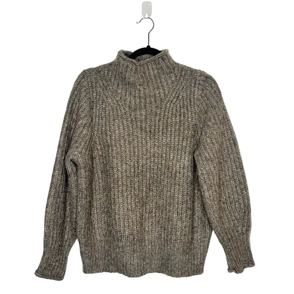 Madewell Loretto Mock Neck Sweater Women's Taupe Brown Size Small - Image 2