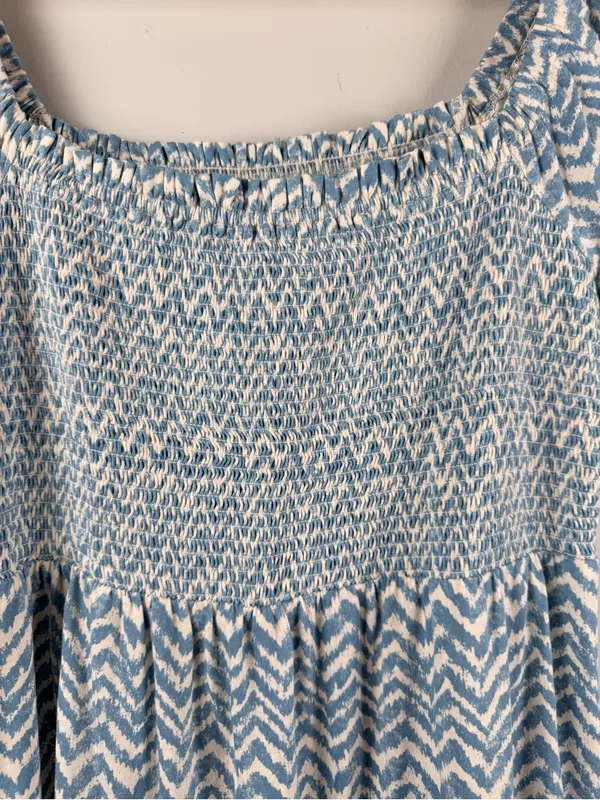 Daily Practice XS Tiered Maxi Dress Smocked Chevron A-line Long Anthropologie - Image 4