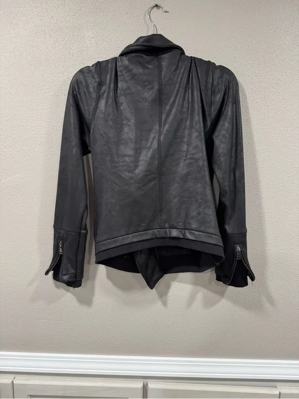 Dance & Marvel Black Faux Leather Asymmetrical Moto Jacket - Image 5