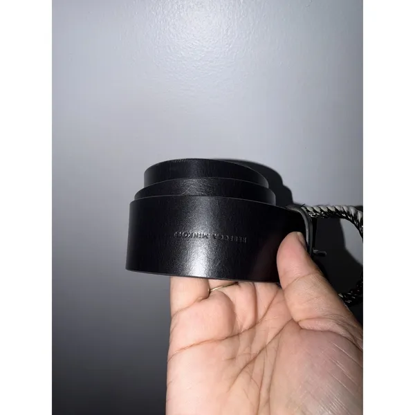 Rebecca‎ Minkoff Women's Black Leather Belt Silver Twist Oval Bucket Sz S 37" - Image 3