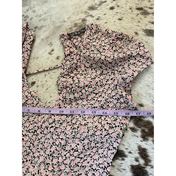 For Love & Lemons Hailey Pink Floral Print Maxi Dress Size‎ Small Slits - Image 6