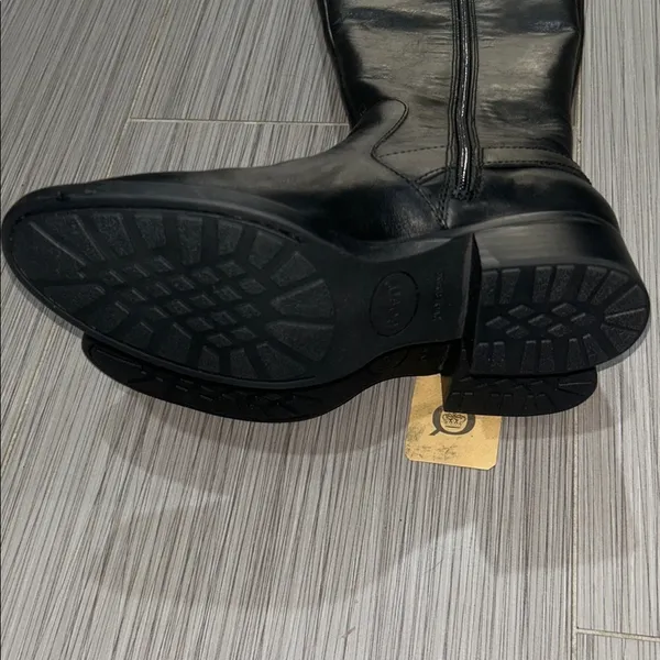 Born Black Leather Knee High Riding Boots Buckle Side Zip Women’s 6.5 - Image 11