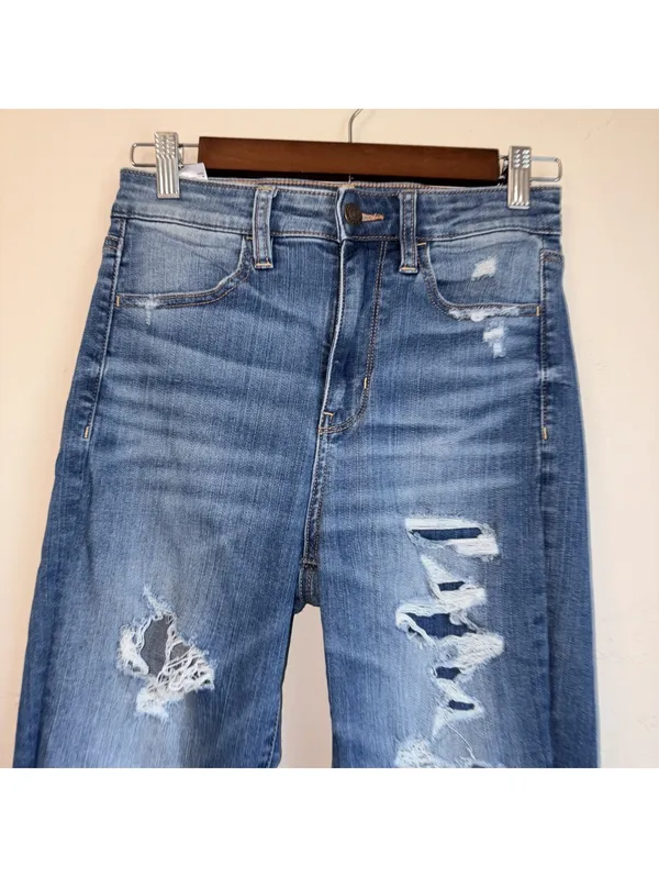 American Eagle Ne(x)t Level Super Hi-Rise Jegging Crop Distressed Jeans Size 4 - Image 2