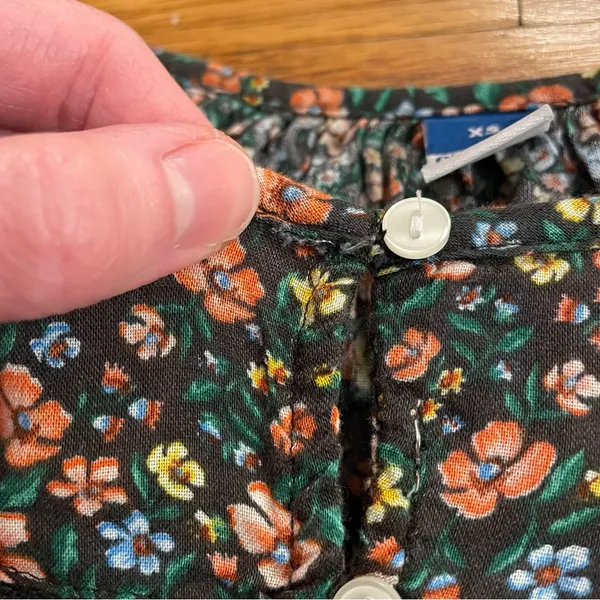 OLD NAVY Long Sleeve Lace Trimmed Floral Print Blouse Brown Button Cottagecore - Image 15