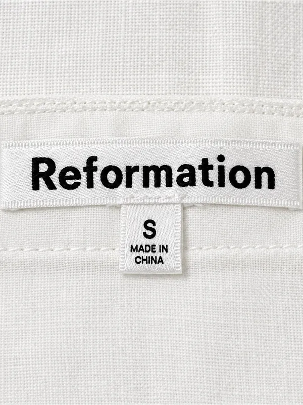 Reformation Luxe White 100% Linen Mini Skirt Pull-On High Rise Lined Size Small - Image 6