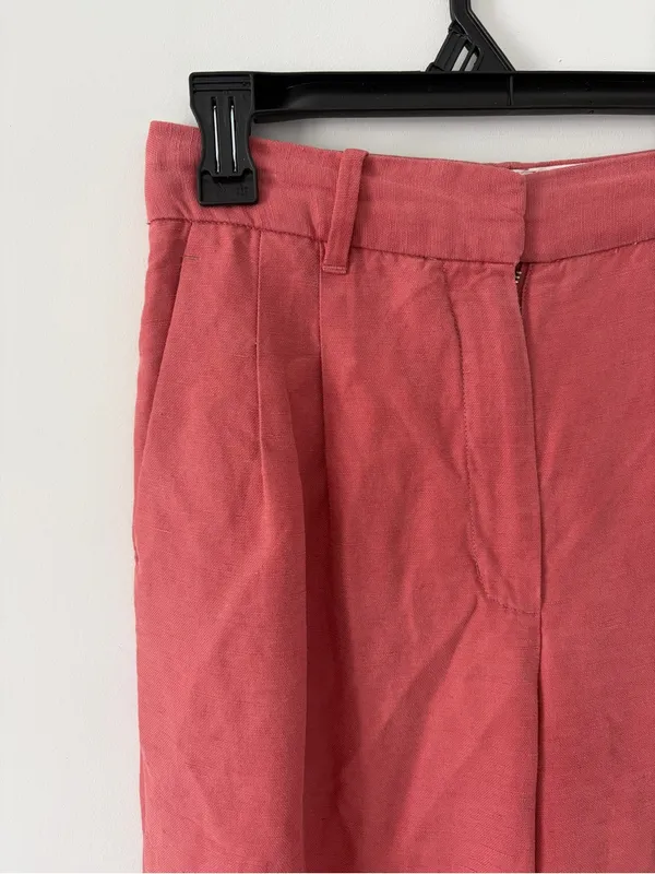 Aritzia Wilfred The Effortless Linen Cropped Wide Leg Pant Warm Sienna Red 2 - Image 2