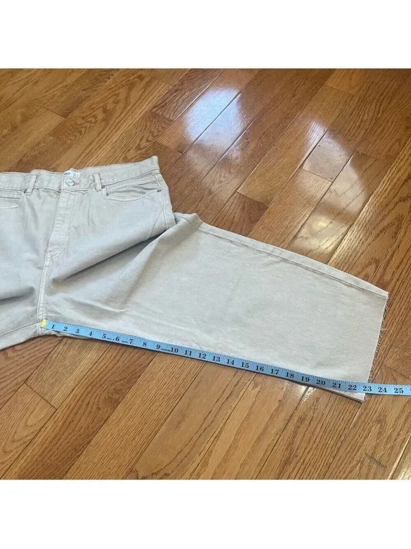MANGO MNG Denim Rachel High Rise Loose Fit Crop Barrel Jeans - Beige US 12 - Image 4