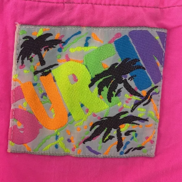 Shell Shack Vintage 80s Surf Crop Top Womens Size M Neon Pink Nylon‎ Retro Y2K - Image 3
