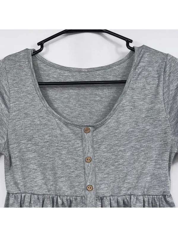 Icon Apparel Women’s M Gray Button Front Babydoll Top - Image 2