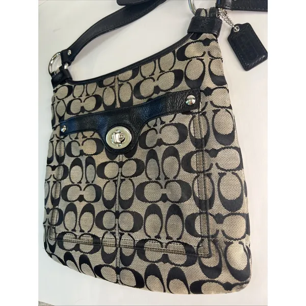 Coach Penelope F15513 Signature Y2K Turnlock Crossbody Shoulder Bag Black - Image 4