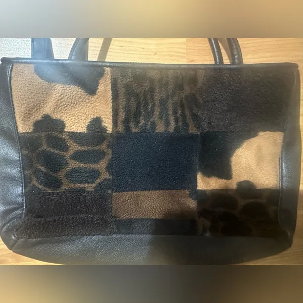 Vintage Black and Brown animal print Patchwork handbag - Image 3