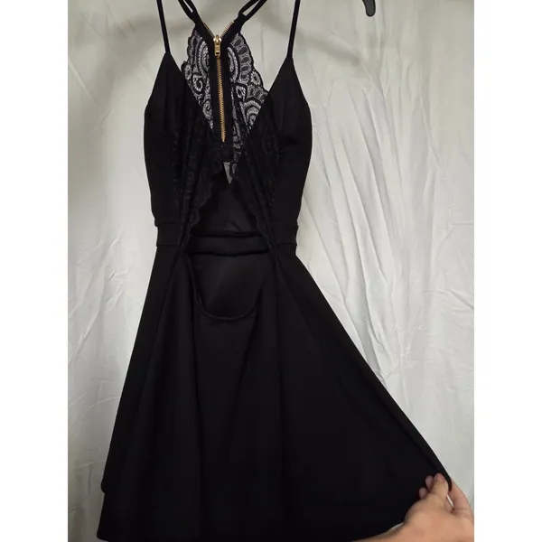 Honey + Rosie Skater Black Lace-Back Mini Dress Size XS - Image 3